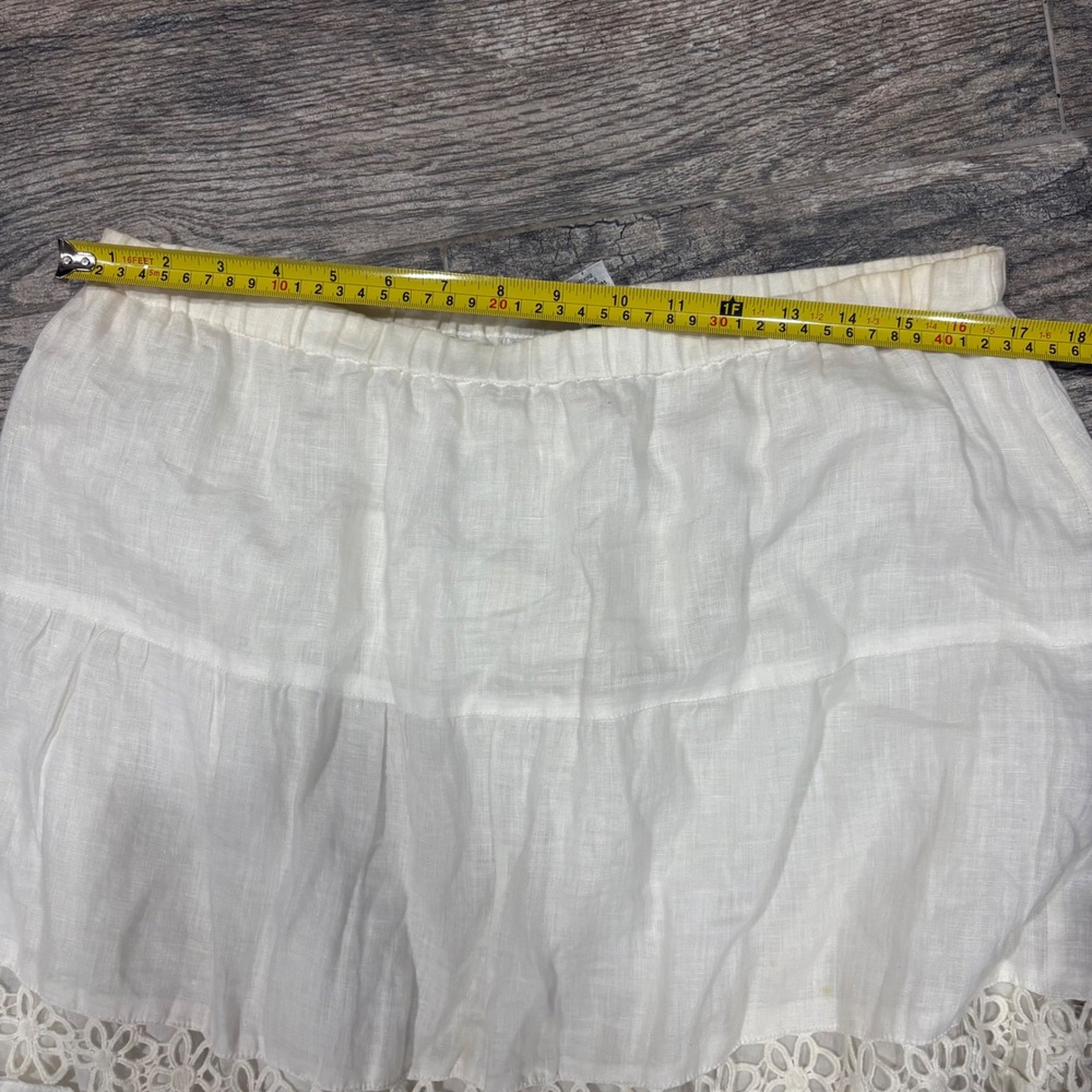 Chicos White Linen Tiered Maxi Skirt Floral Crochet Lace Ruffle Boho Sz 2 (L) - Picture 5 of 9